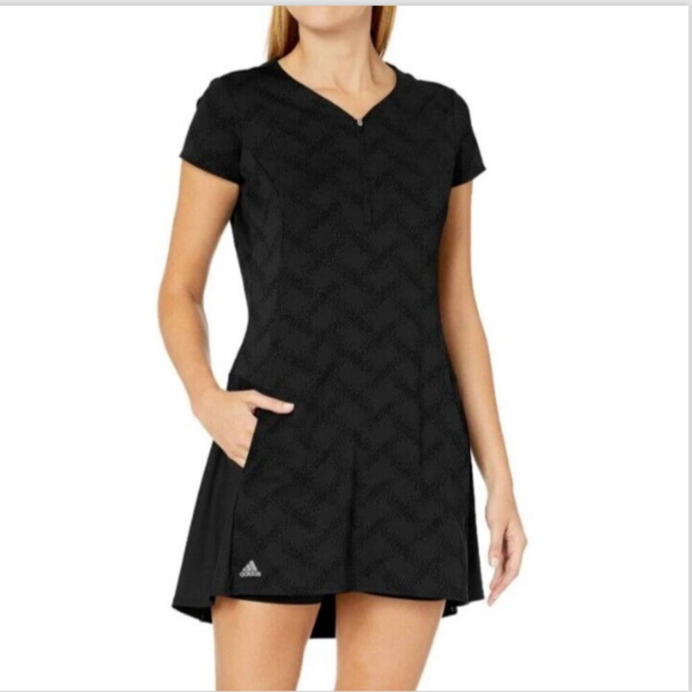Adidas Jacquard Golf 1/4 Zip V-Neck Tennis Dress